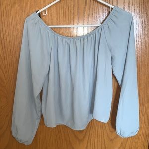 Forever 21 Light Blue Off Shoulder Long Sleeve Top